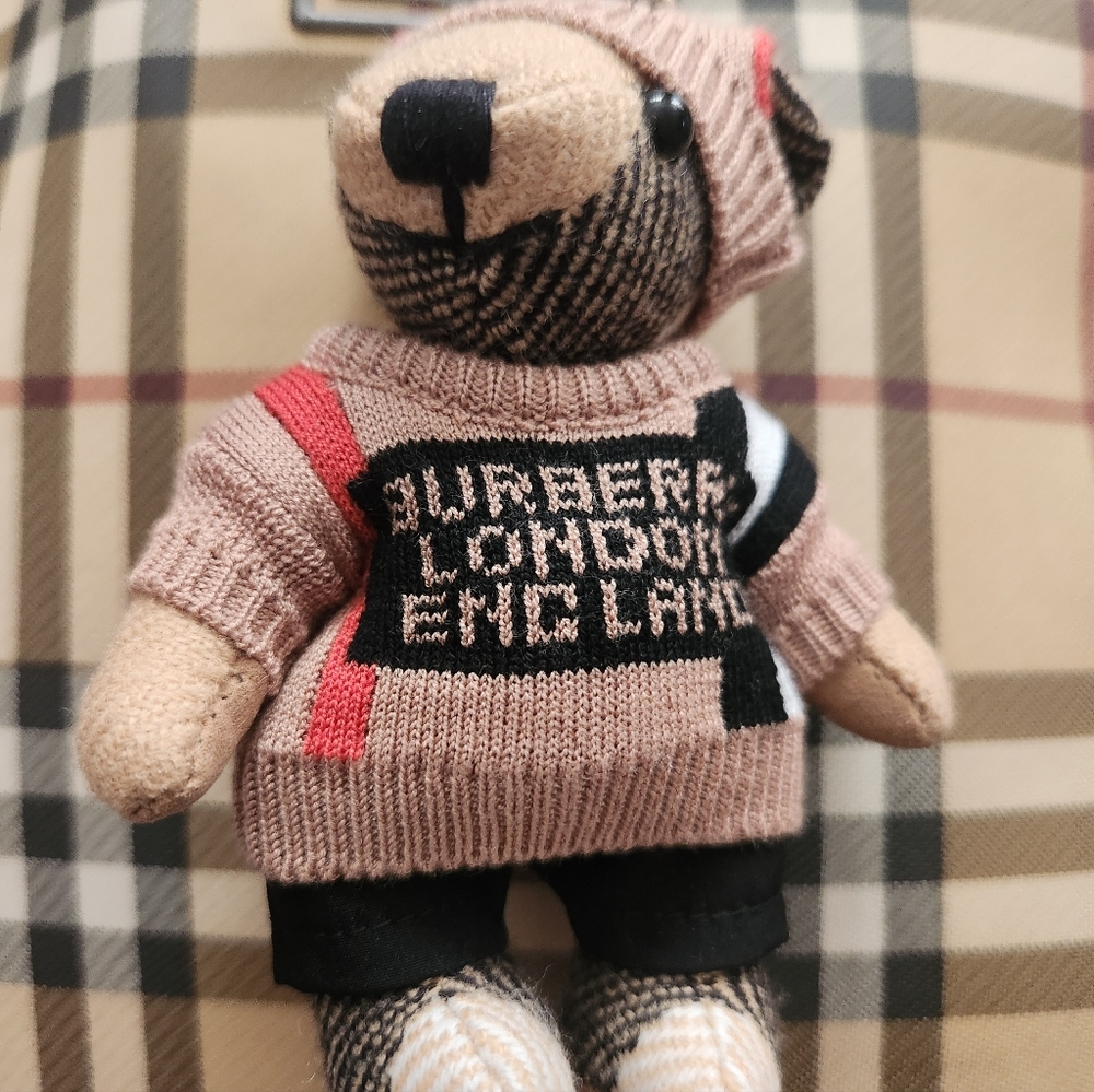 Burberry Striped Sweater Teddy Bear Keychain NIB - Picture 12 of 12